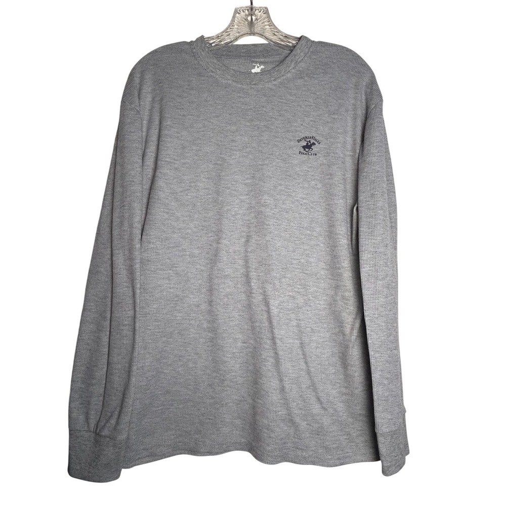 Beverly Hills Polo Club Men's Gray Waffle Knit Long‎ Sleeve Thermal Shirt Medium